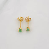 Stud Earrings Four Prongs Emerald 25pts 0.85g / in / 1.7mm Yellow Gold 18K