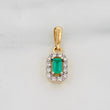 Pendant Rectangle Emeralds 12pts Diamonds 10pts 0.7g / 1/2 in Two Golds Yellow White 18K