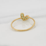 Heart Ring with Emeralds 26pts 1.15g / Size 6 1/2 Yellow Gold 18K