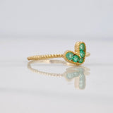 Heart Ring with Emeralds 26pts 1.15g / Size 6 1/2 Yellow Gold 18K
