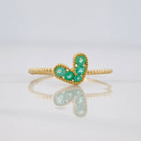 Heart Ring with Emeralds 26pts 1.15g / Size 6 1/2 Yellow Gold 18K