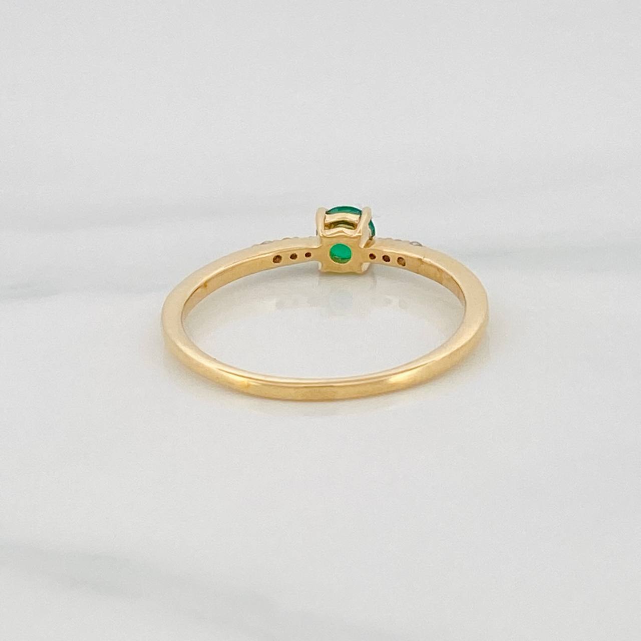 Emerald Bezel Ring 20pts Diamonds 0.5pts 1.55g / Size 6 3/4 Yellow Gold 18K