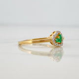 Heart Ring Emeralds 0.6pts Diamonds 0.7pts 2.1g / Size 6 3/4 Yellow Gold 18K