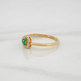 Heart Ring Emeralds 0.6pts Diamonds 0.7pts 2.1g / Size 6 3/4 Yellow Gold 18K