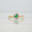 Heart Ring Emeralds 0.6pts Diamonds 0.7pts 2.1g / Size 6 3/4 Yellow Gold 18K