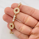 Pulso Halo Corazón 13.4g / 7 in / 4mm Oro Amarillo 18K