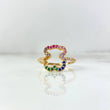 Bear Silhouette Ring TS 3.1gr / Size 8 3/4 / Colored Zircons Yellow Gold
