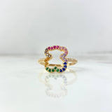 Bear Silhouette Ring TS 3.1gr / Size 8 3/4 / Colored Zircons Yellow Gold