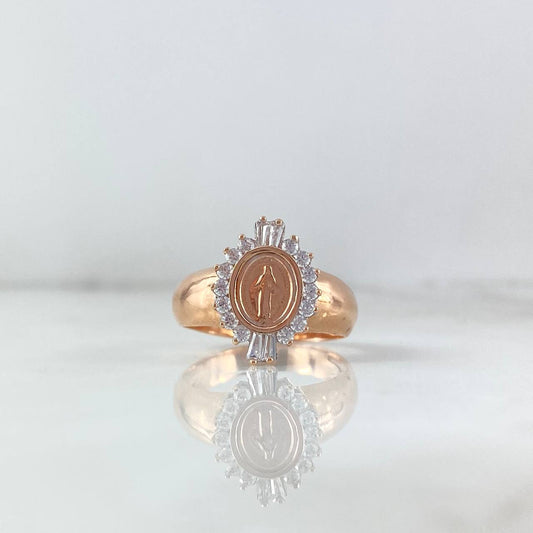 Virgin Miraculous Ring 4.4gr / Size 7 3/4 / White Zircons Rose Gold
