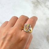 Anillo Virgen Guadalupe 7.5gr / T10 1/4 / Circones Blancos Azules Fucsia Oro Amarillo 18K