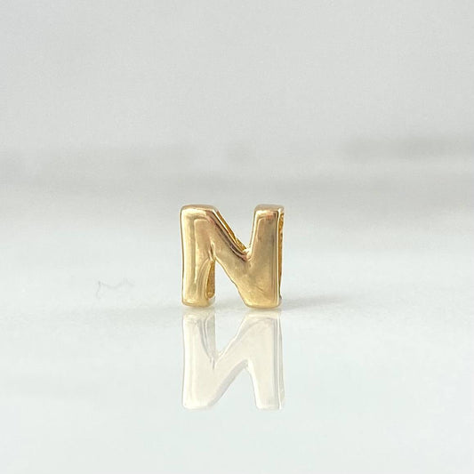 Charm Letter N 0.35gr / 6mm / Yellow Gold Drum