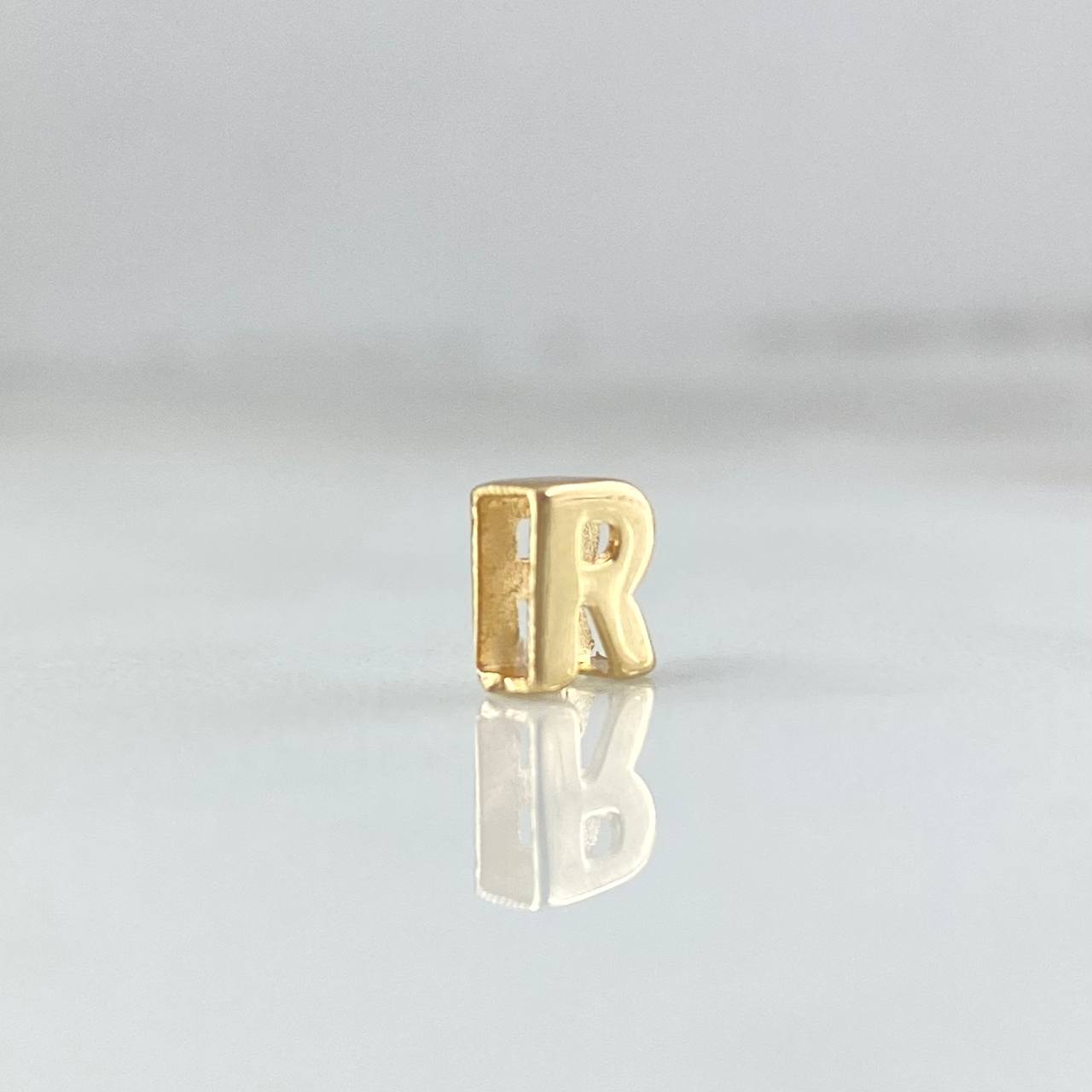 Charm Letter R 0.3gr / 6mm / Yellow Gold Drum