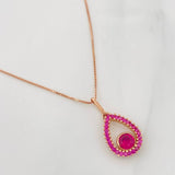 Set Cadena Veneciana + Dije Gota Halo / 2.15g / 18 in Oro Rosa 18K