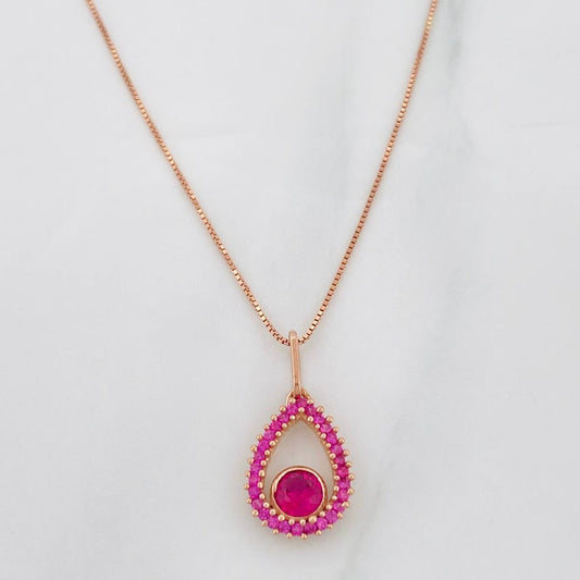 Set Cadena Veneciana + Dije Gota Halo / 2.15g / 18 in Oro Rosa 18K