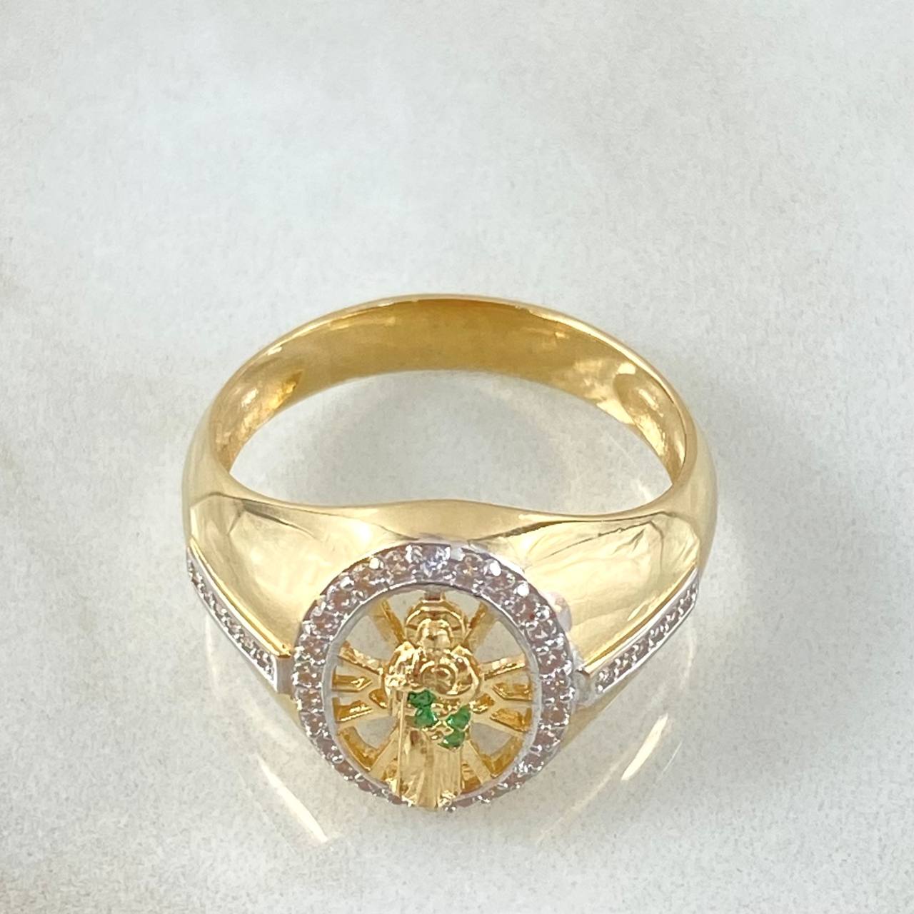 Oval San Judas Ring 6.95gr / Size 11 3/4 / 18K Gold *