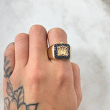 Crown Frame Thick Ring 7.4gr / Size 10 1/4 / 18K Gold *