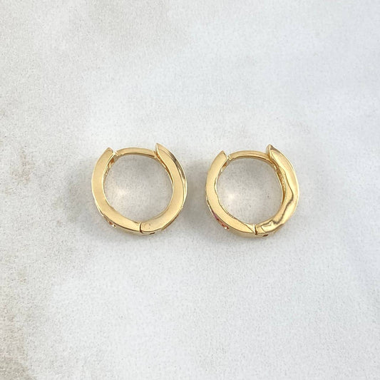 Hoop Earrings Hoop Earrings 3.15gr / 1.3cm / Colored Zircons 18K Yellow Gold