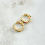 Hoop Earrings Hoop Earrings 3.15gr / 1.3cm / Colored Zircons 18K Yellow Gold