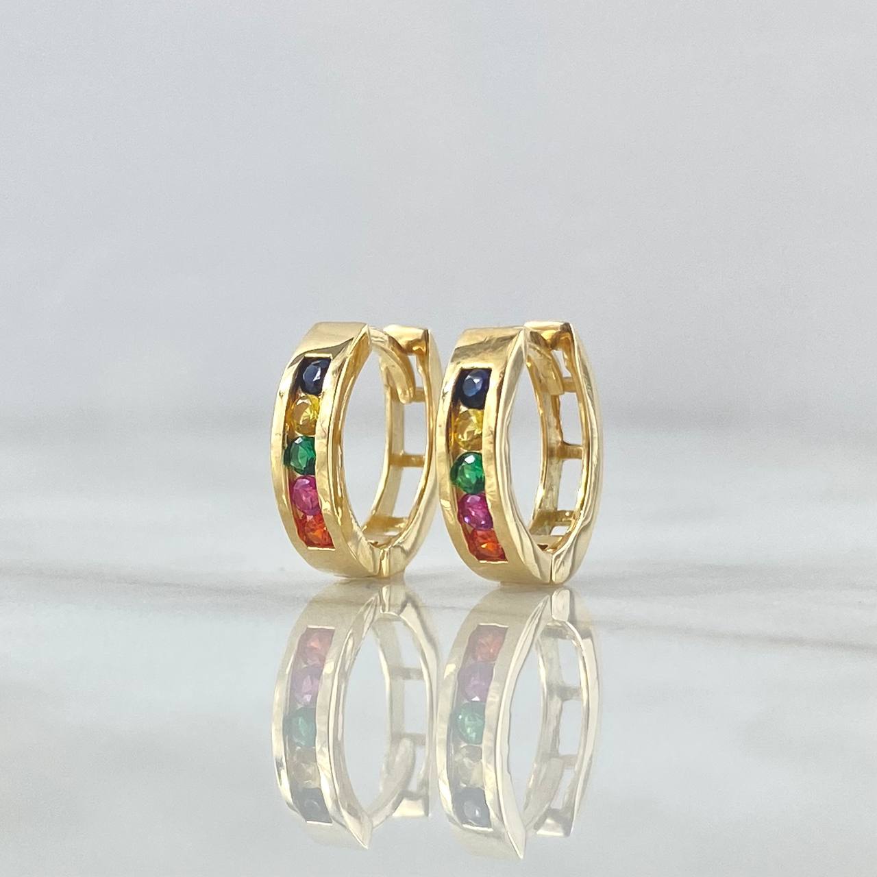Hoop Earrings Hoop Earrings 3.15gr / 1.3cm / Colored Zircons 18K Yellow Gold
