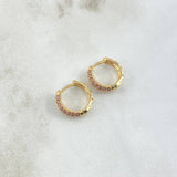 Hoop Earrings Double Track 2.2gr / 1.2cm / Lilac Zircons 18K Yellow Gold