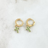 Hoop Earrings Cruz 2.65gr / 2.2cm / Green Zircons 18K Yellow Gold
