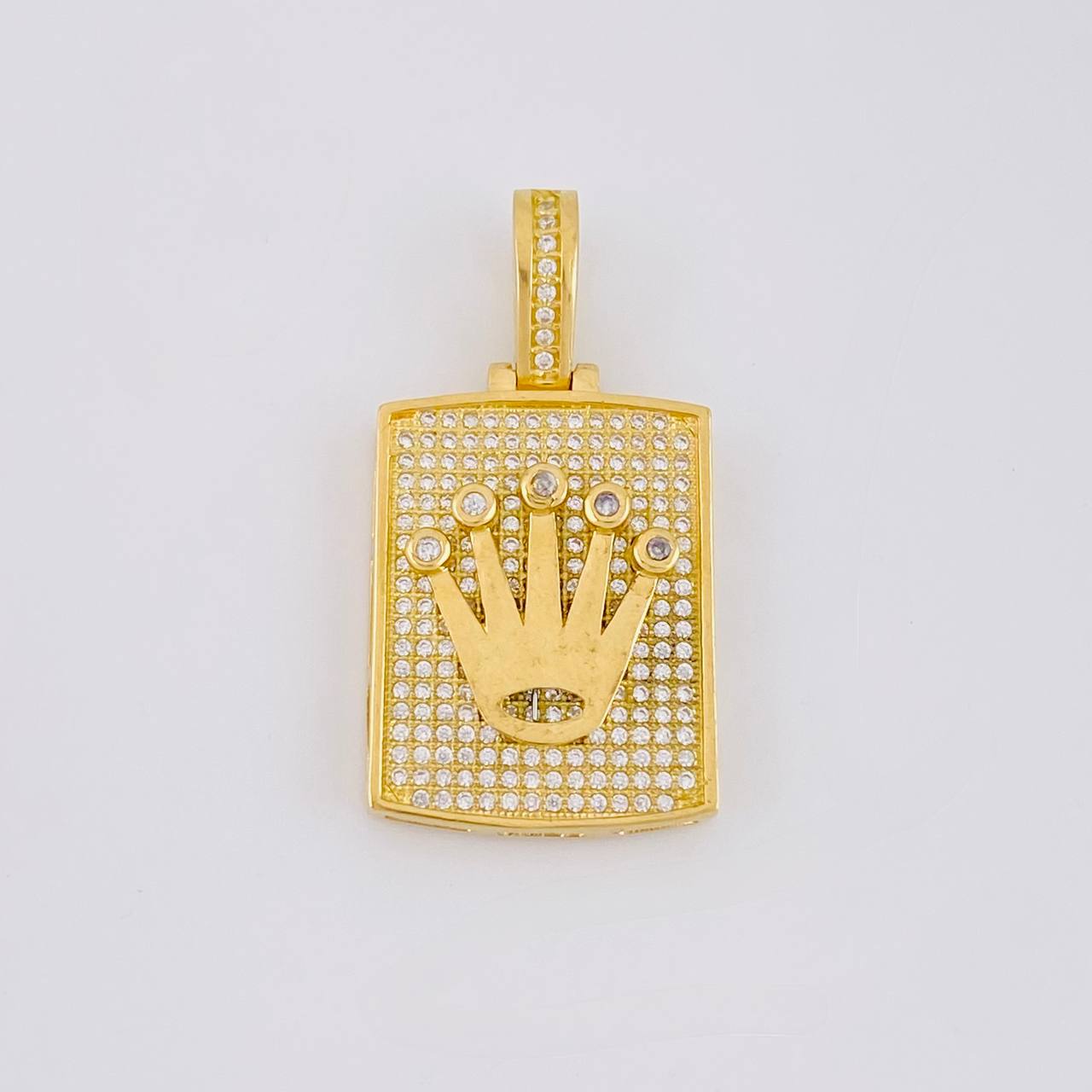 Dije Placa Rectangular Corona 7.75g / 1 1/4 in Oro Amarillo 18K