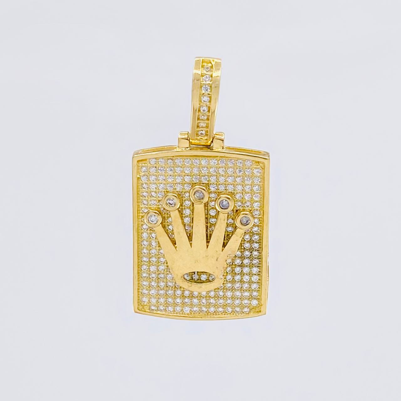 Dije Placa Rectangular Corona 7.75g / 1 1/4 in Oro Amarillo 18K