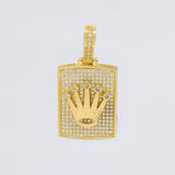 Dije Placa Rectangular Corona 7.75g / 1 1/4 in Oro Amarillo 18K