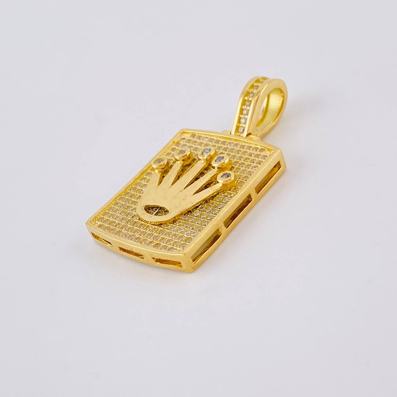 Dije Placa Rectangular Corona 7.75g / 1 1/4 in Oro Amarillo 18K