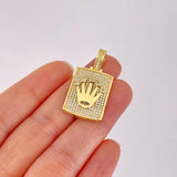 Dije Placa Rectangular Corona 7.75g / 1 1/4 in Oro Amarillo 18K