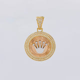 Dije Medalla Corona 7.2g / 1 1/2 in Tres Oros 18K