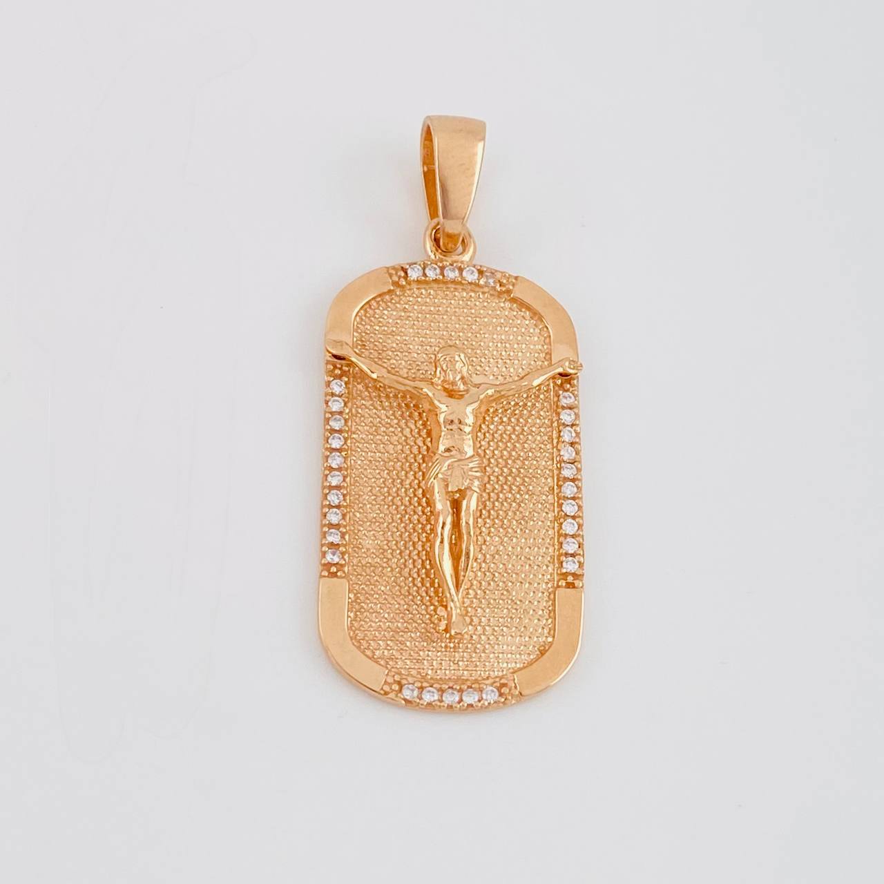 Dije Placa Cristo 5.6g / 1 1/2 in Oro Rosa 18K