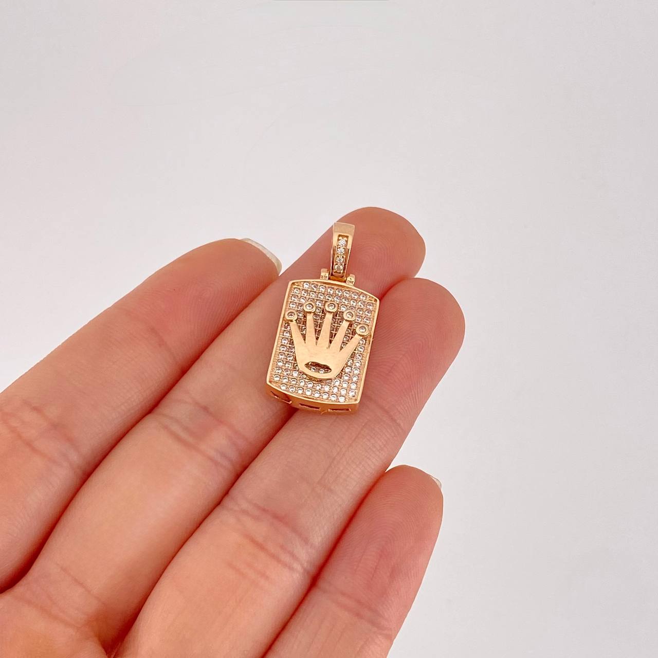 Pendant Rectangular Plate Crown 4.8g / 1 in 18K Rose Gold