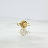 Herraje Letra R 0.35gr / 1.5cm / Circulo Texturizado Oro Amarillo 18K *