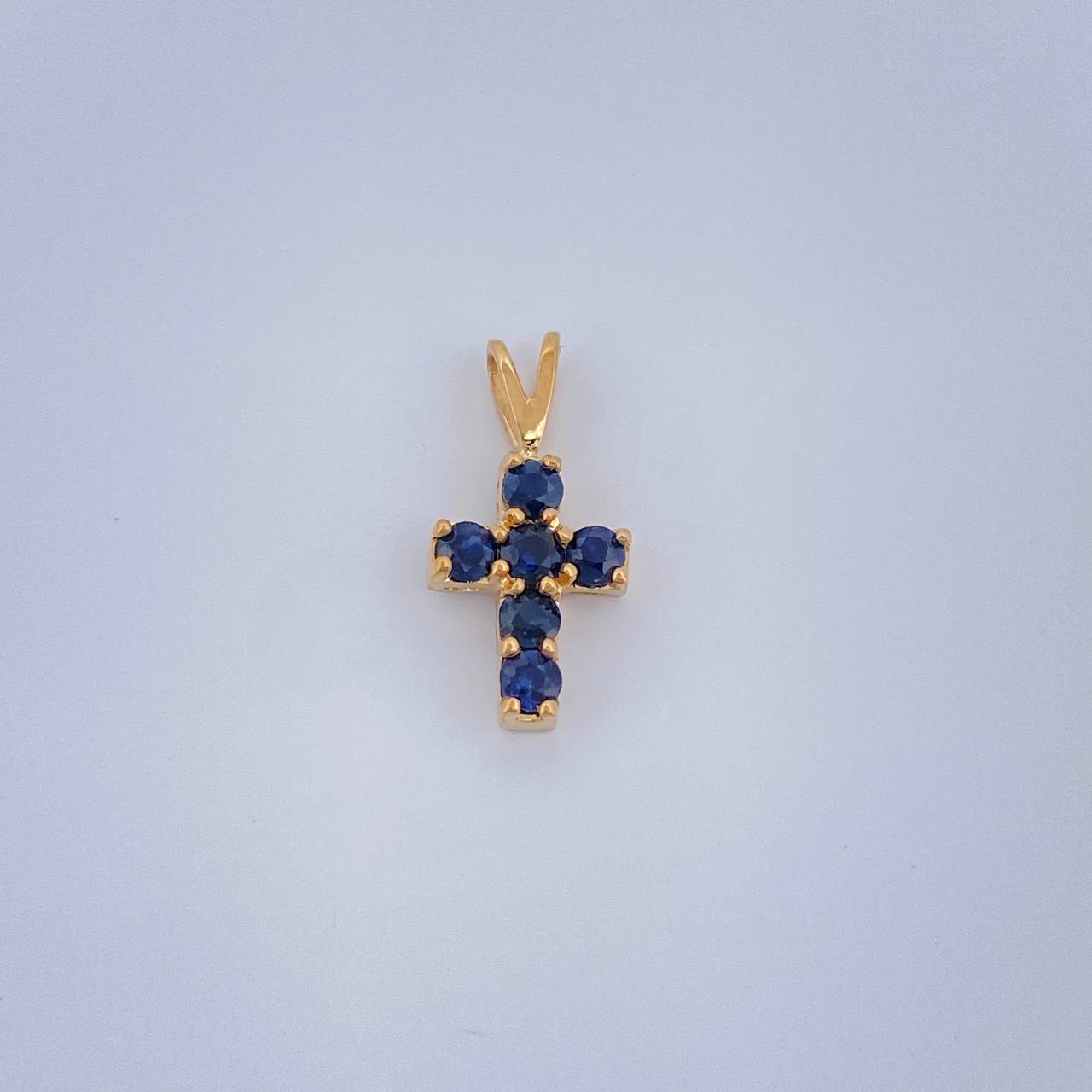 Dije Cruz Zafiros 0.5gr / 1/2 in / Oro Amarillo 18K %