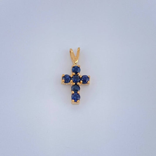 Dije Cruz Zafiros 0.5gr / 1/2 in / Oro Amarillo 18K %