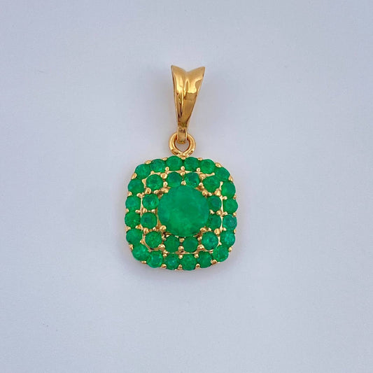 Dije Cuadro Esmeraldas 1.1gr / 3/4 in / Oro Amarillo 18K %