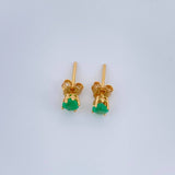 Topos Cuatro Garras Esmeraldas 0.9gr / 4mm Oro Amarillo 18K %