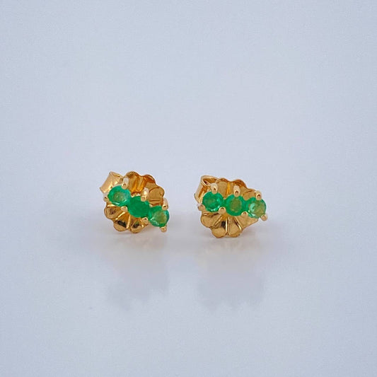 Topos Hilera Triple Esmeralda 0.75gr / 5.2mm Oro Amarillo 18K %