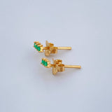 Topos Hilera Triple Esmeralda 0.75gr / 5.2mm Oro Amarillo 18K %