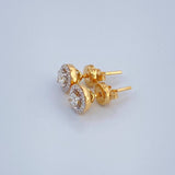 Diamond Halo Stud Earrings 1.9gr / 6.8mm 18K Yellow Gold %