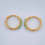 Candongas Carril Esmeraldas 1.05gr / 1/2 in / Oro Amarillo 18K %