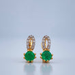 Hoop Earrings Circle Bow Emeralds 38Pts Diamonds 15Pts 1.8gr / 1/2 in / Yellow Gold 18K %