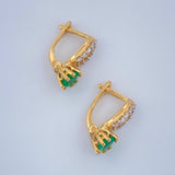Hoop Earrings Circle Bow Emeralds 38Pts Diamonds 15Pts 1.8gr / 1/2 in / Yellow Gold 18K %