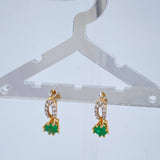 Hoop Earrings Circle Bow Emeralds 38Pts Diamonds 15Pts 1.8gr / 1/2 in / Yellow Gold 18K %