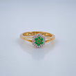 Anillo Halo Trebol Diamantes Esmeralda 3.15gr / T6 3/4 / Dos Oros Amarillo Blanco 18K %