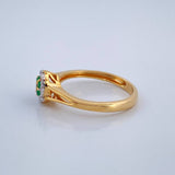 Anillo Halo Trebol Diamantes Esmeralda 3.15gr / T6 3/4 / Dos Oros Amarillo Blanco 18K %
