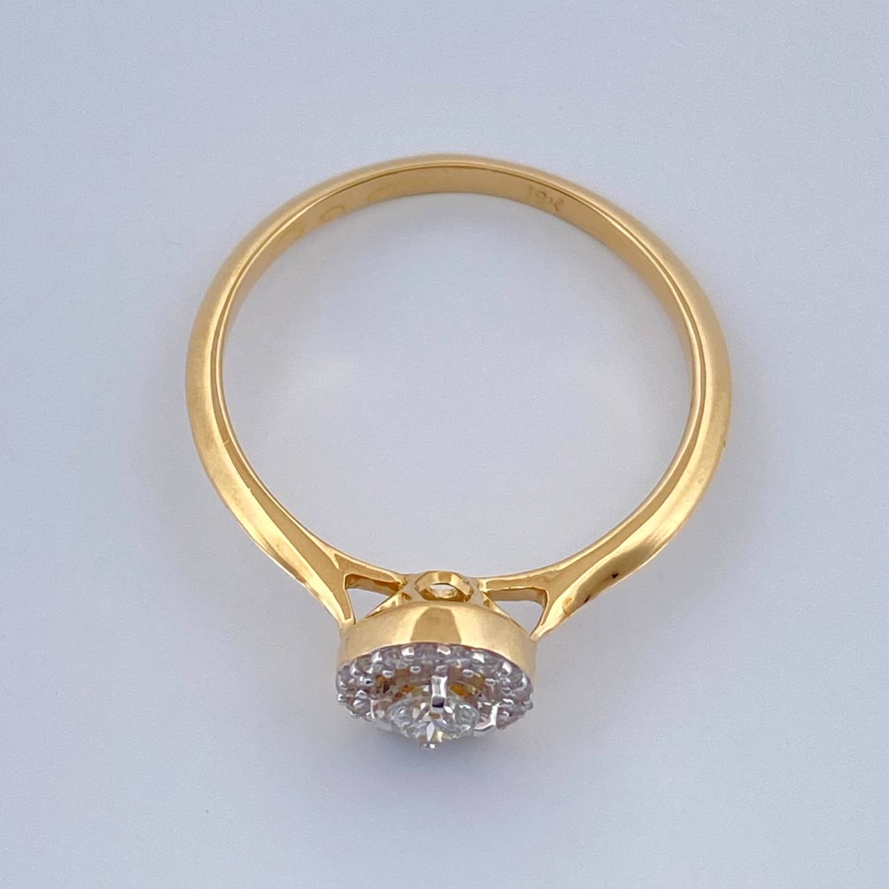 Anillo Halo Diamantes 1.95gr / T6 1/2 / Dos Oros Amarillo Blanco 18K %