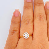 Anillo Halo Diamantes 1.95gr / T6 1/2 / Dos Oros Amarillo Blanco 18K %