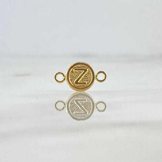 Charm Letter Z Matte Textured 0.4gr / 1.5cm / 8mm Smooth Circle 18K Yellow Gold ©